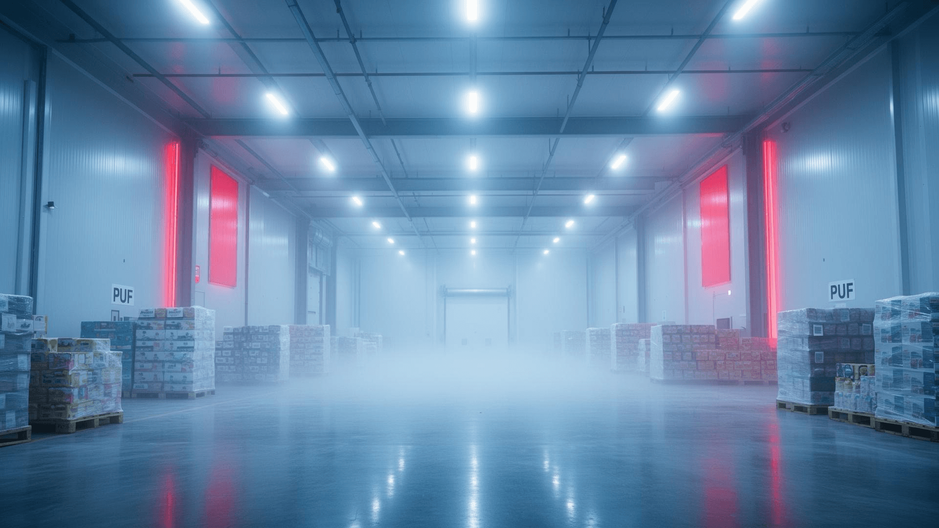 Temperature-controlled cold storage warehouse interior