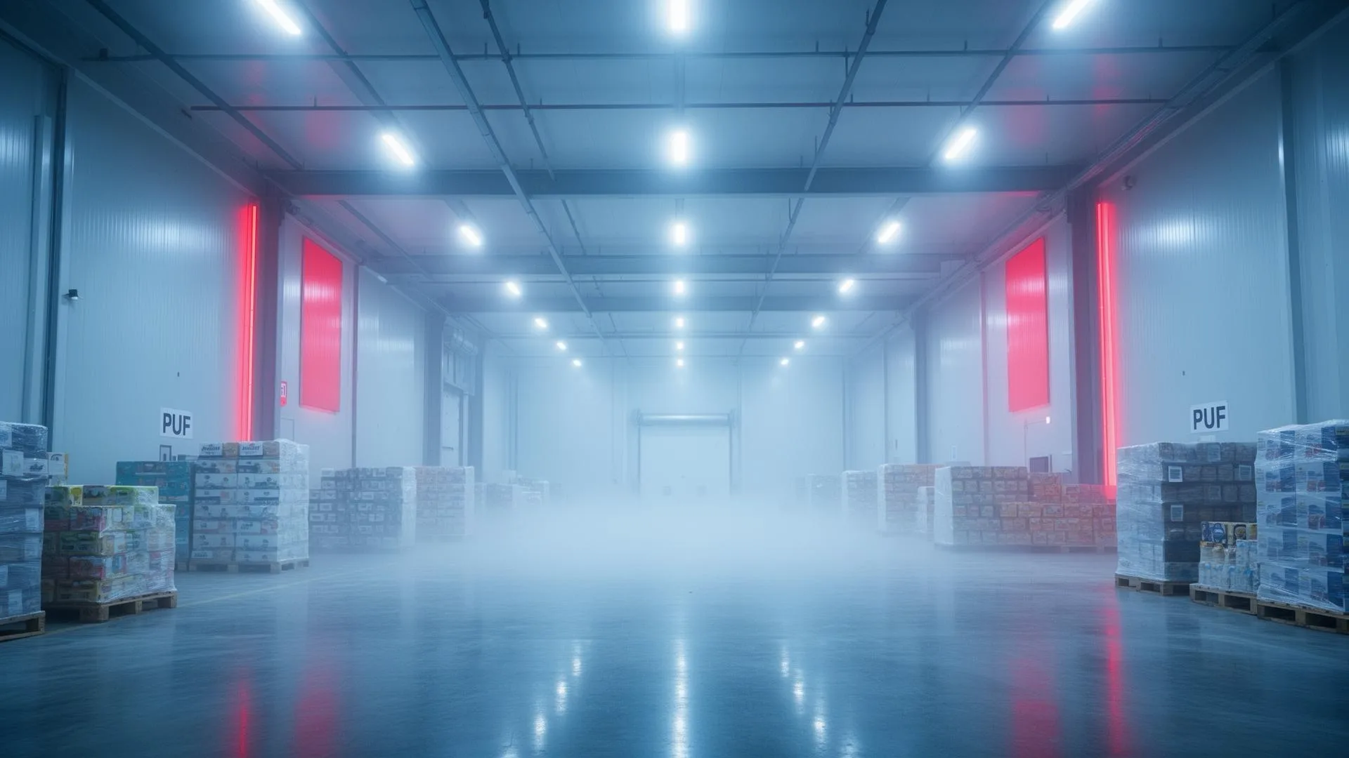Temperature-controlled cold storage warehouse interior