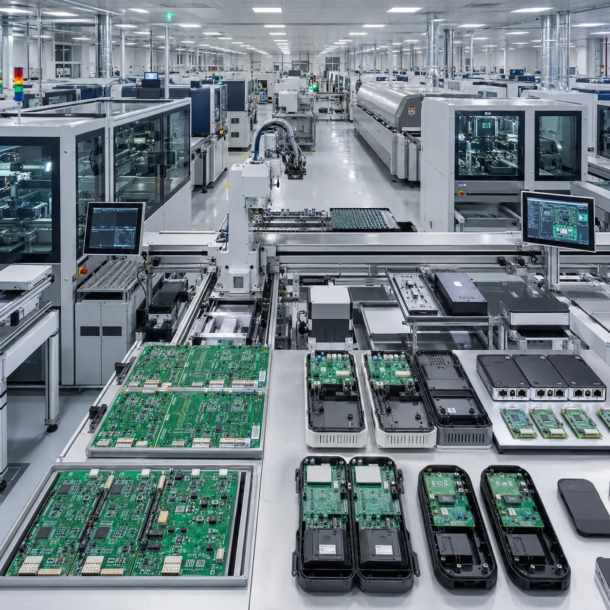 Multiple circuit boards arranged for contract electronics manufacturing