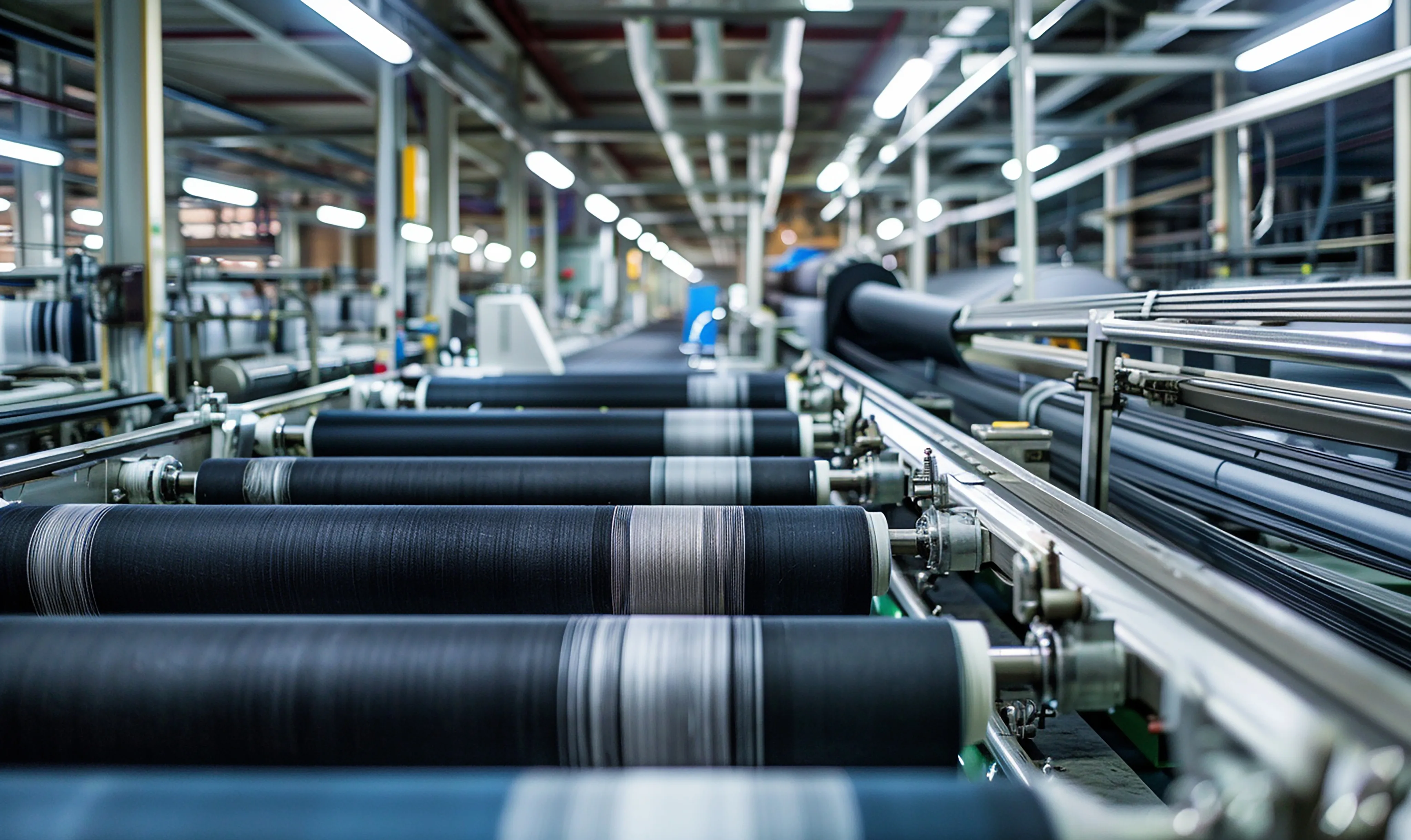 Composite textile mill machinery processing fabric
