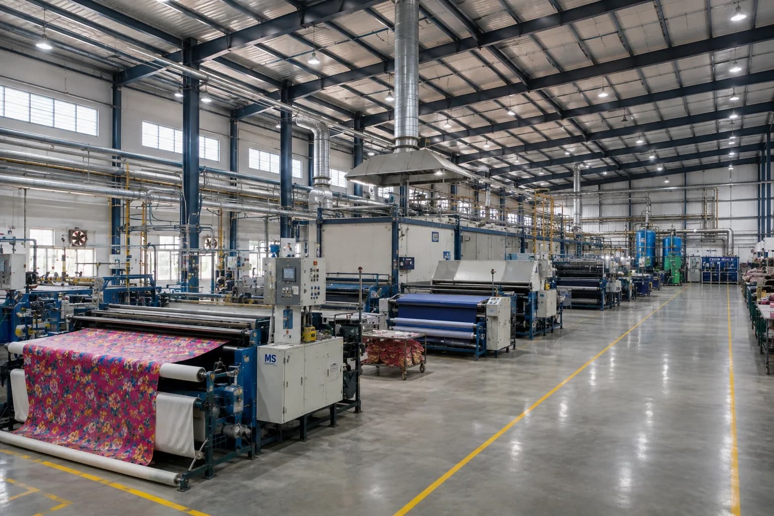 Fabric printing and finishing production area