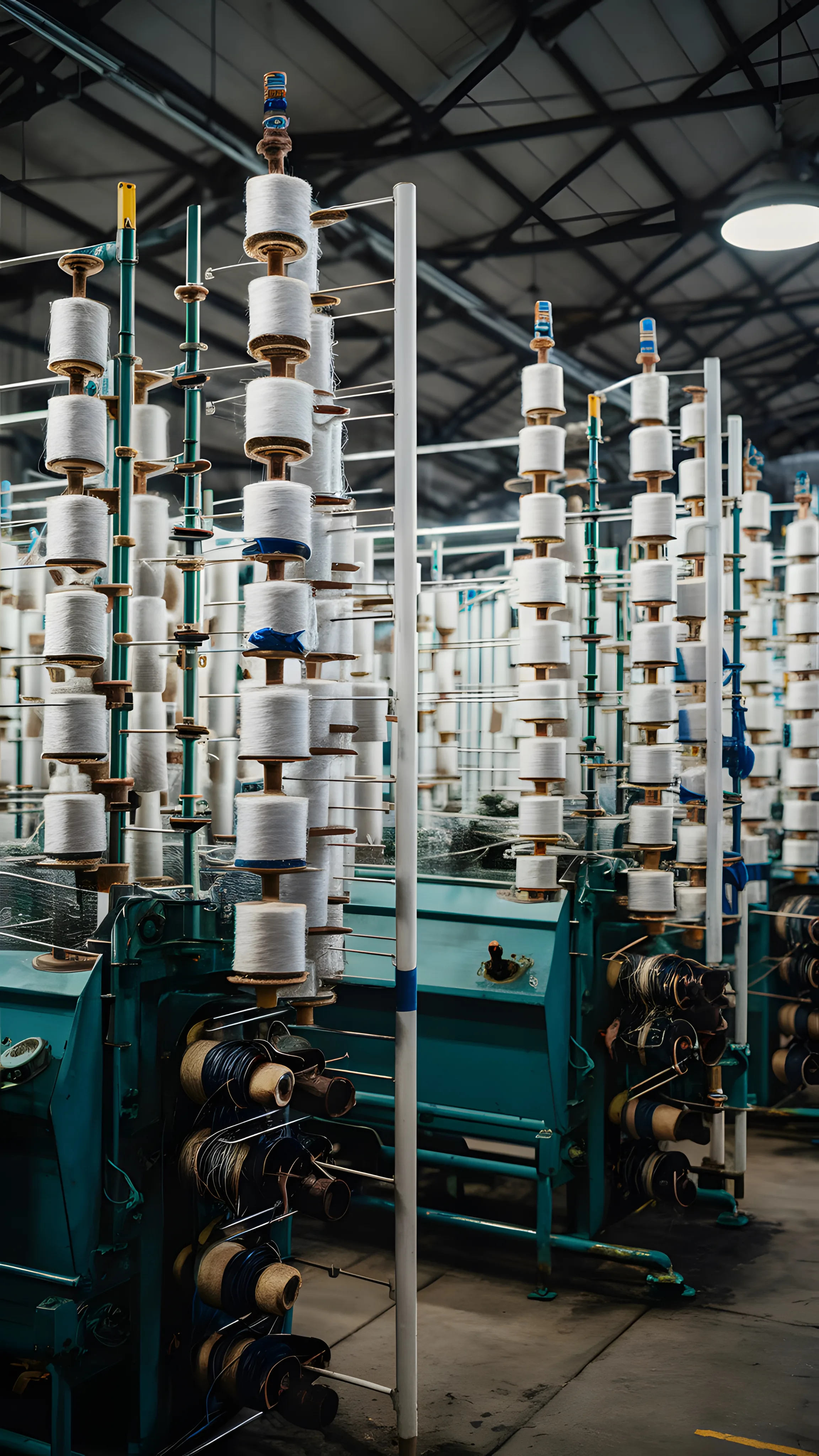 Synthetic fibre spinning unit with vertical spindles
