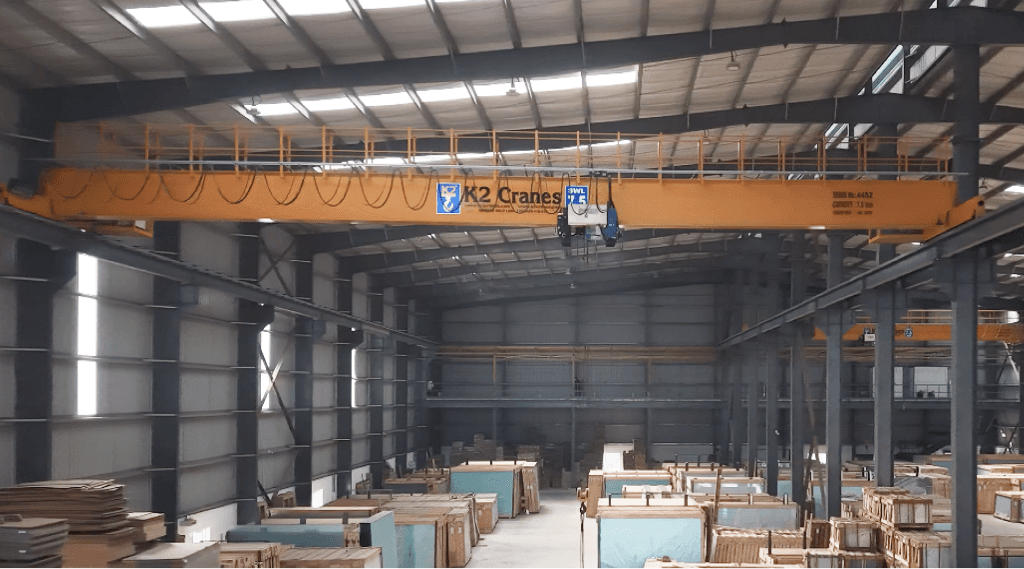 Electric overhead travelling crane inside a PEB facility