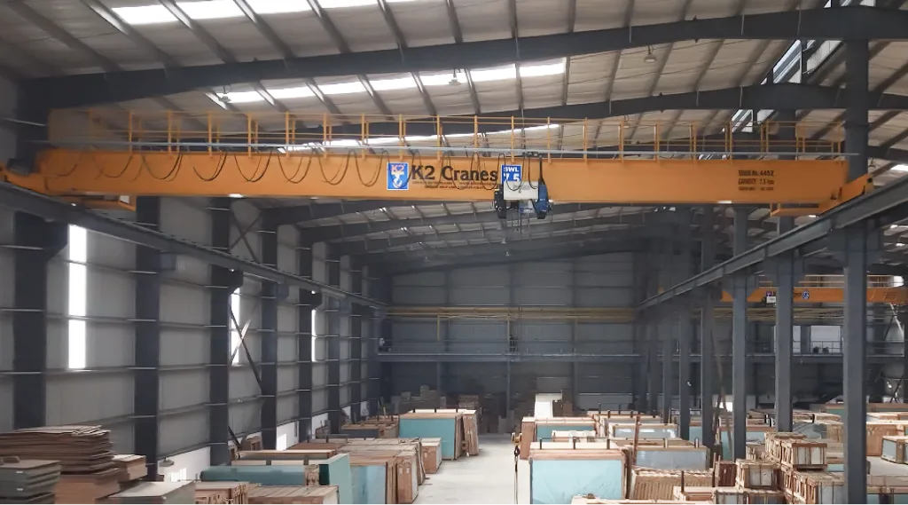 Electric overhead travelling crane inside a PEB facility