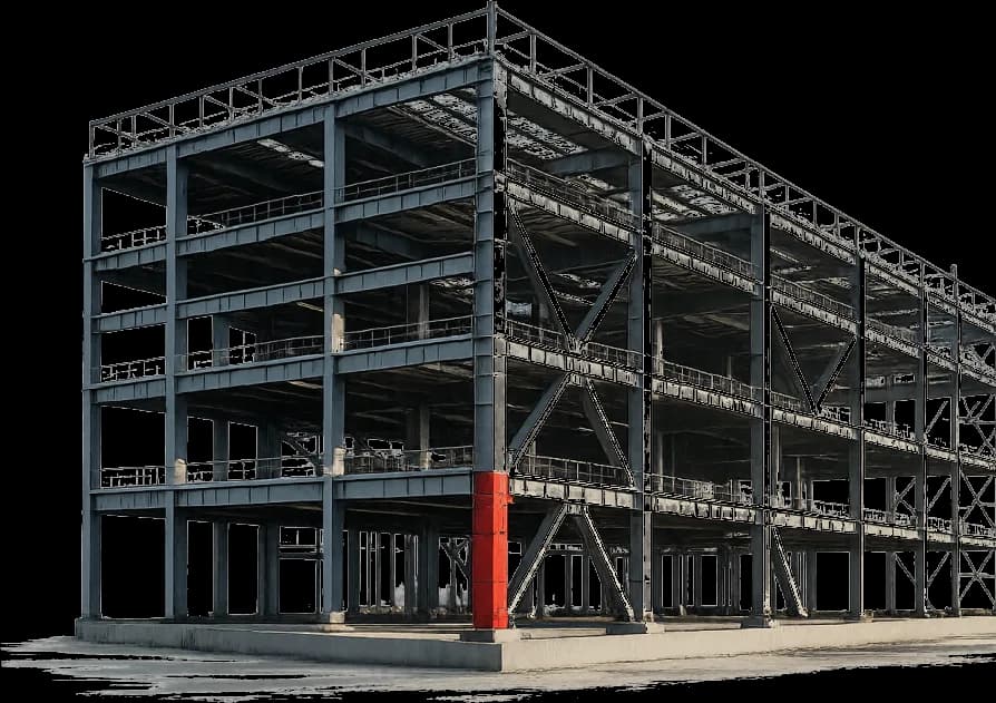 Multi-storey structural steel building frame
