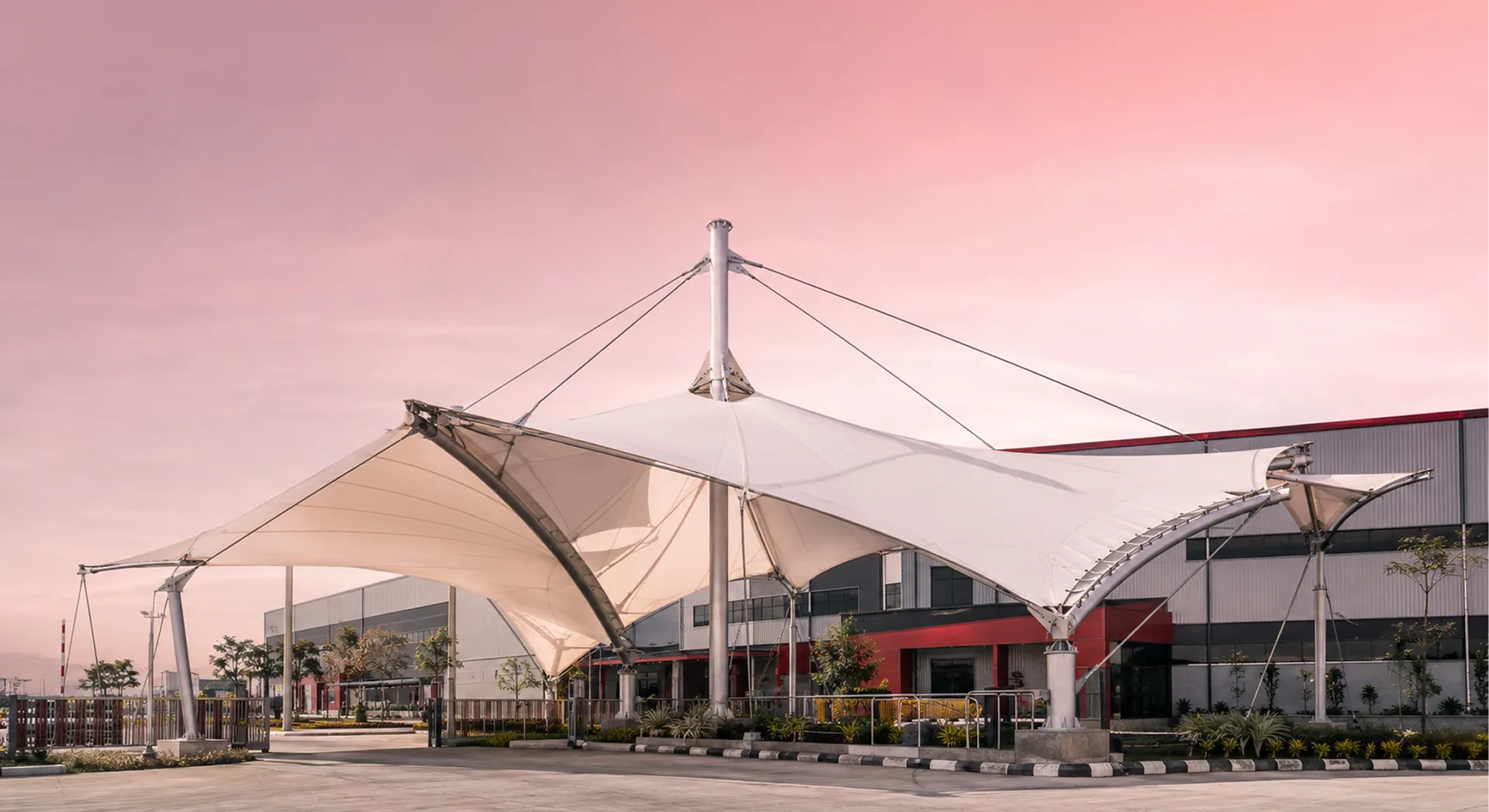 Tensile fabric structure canopy by Mekark