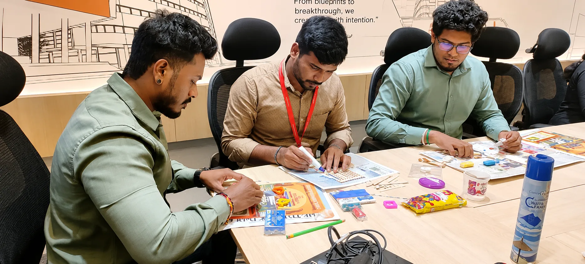 Employees working together on a project