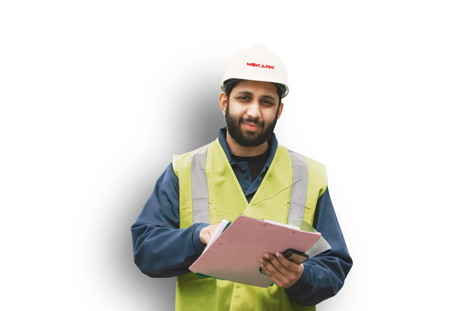Mekark civil engineer with hard hat and clipboard
