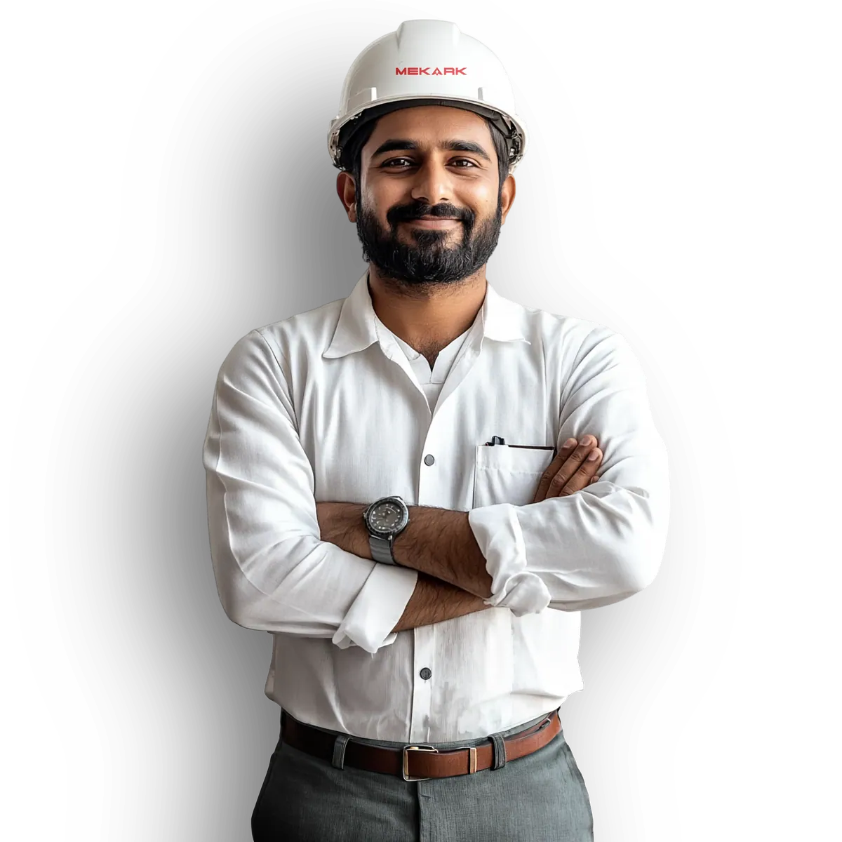 Mekark engineer at PEB construction site